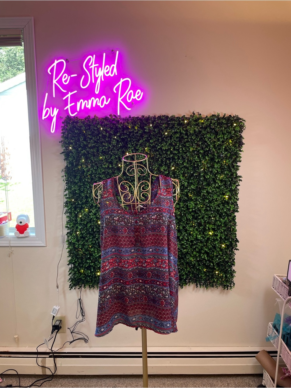 Pink Rose Red & Blue Paisley Boho Blouse